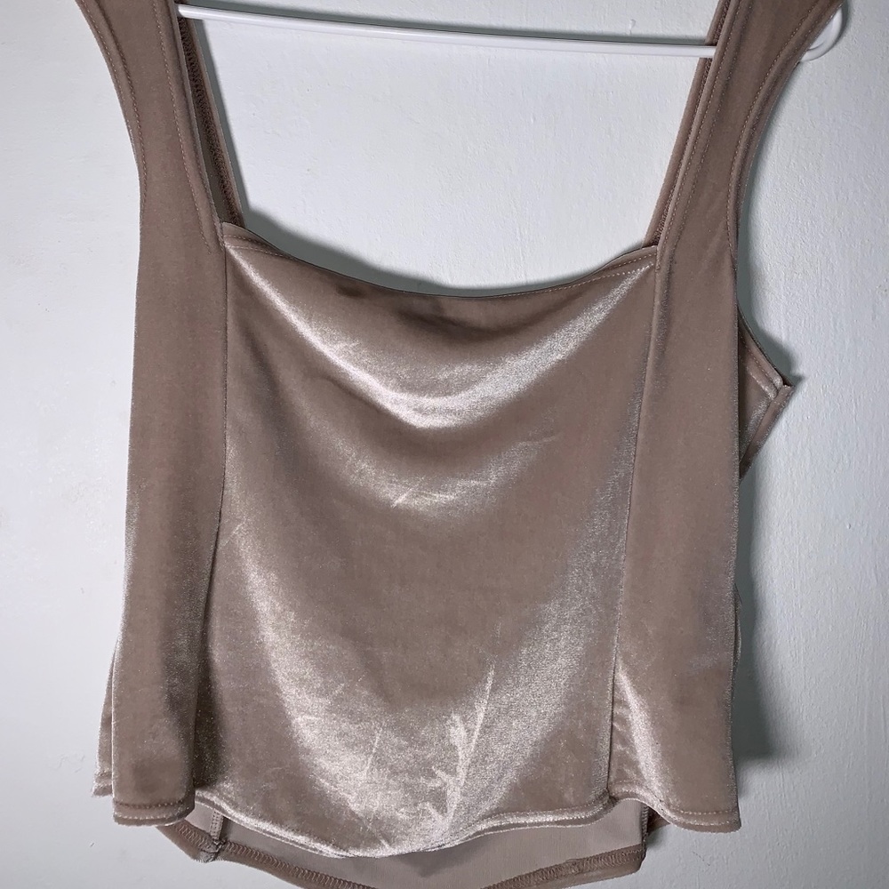 Champagne velvet cropped top